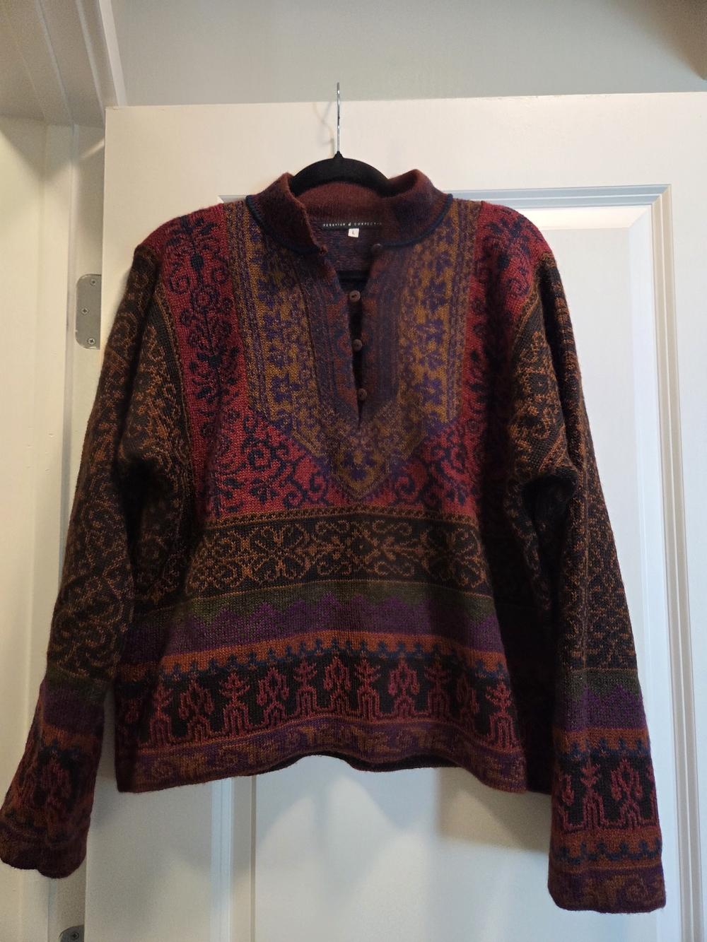 Peruvian M Connection 100% Alpaca Fair Isle Sweater Large